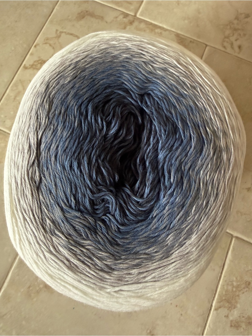 Yarn Art Rose Gradient Blue to White Cotton Yarn Cake